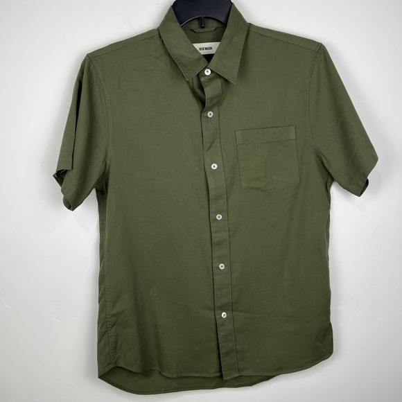 Buck Mason Palm Vintage Camp Cotton Button Down Army Green Shirt Mens Size: M - Picture 2 of 7